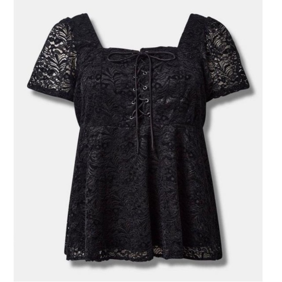 TORRID NWT Babydoll Chenille Lace Square Neck Blouse - Picture 5 of 6